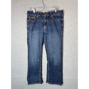Ariat REAL Denim Jeans‎ Womens 32L Boot Cut Dark Wash Embellished Pockets